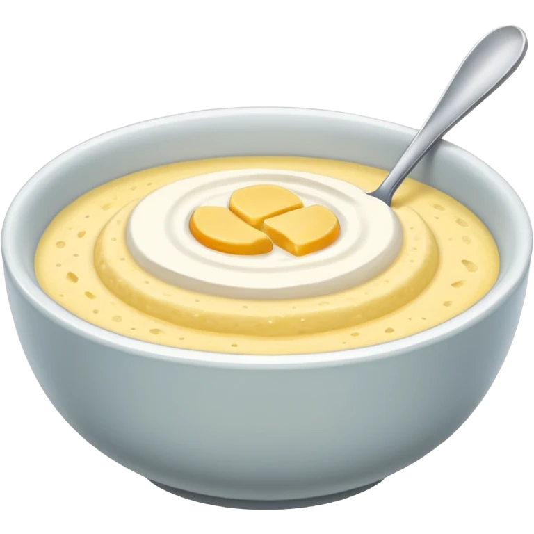 a bowl of grits, vibrant, no spoon, simple, clear emoji