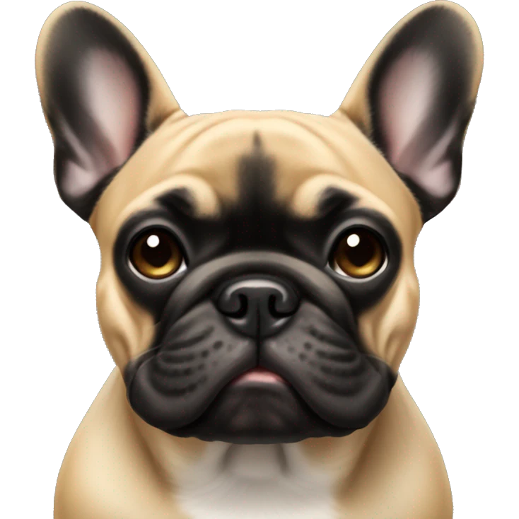 Tan French bulldog with black face emoji