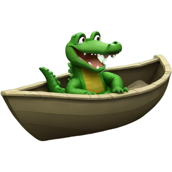 Alligator in a mud boat emoji