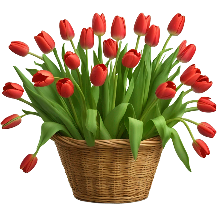 red tulips in basket without handle emoji