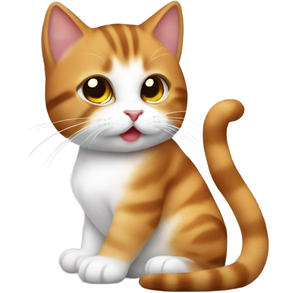 gatito marrón bebé tomado de la mano con gatita blanca bebé  emoji