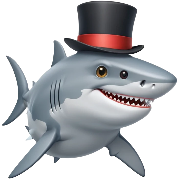 Shark with a top hat emoji