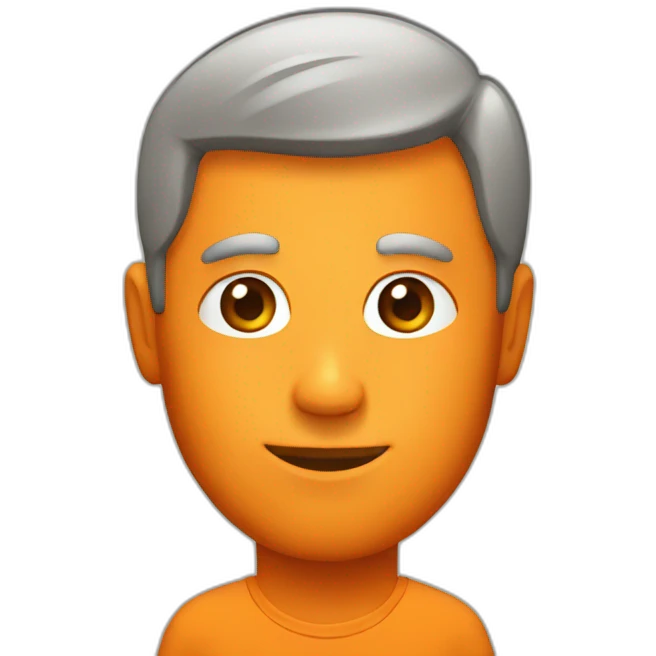 man with tangerine for head emoji
