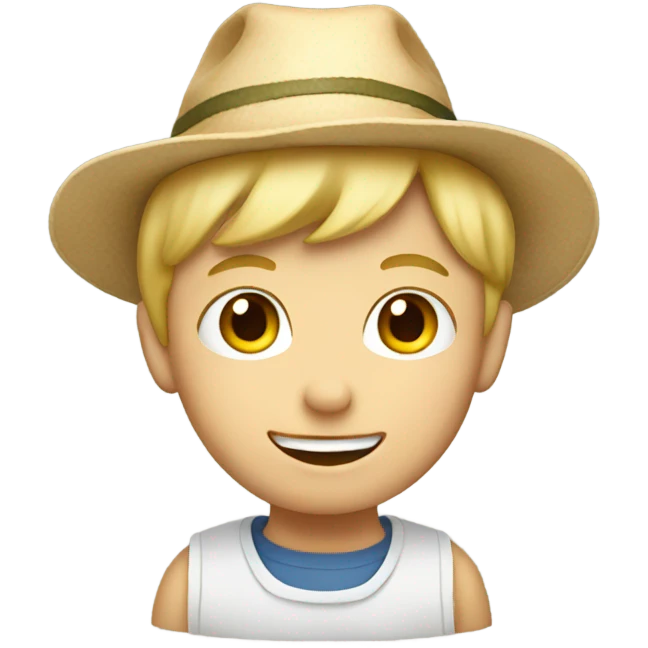 blonde boy with hat and food emoji