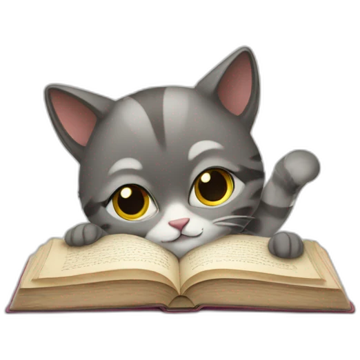 Cat reading book emoji