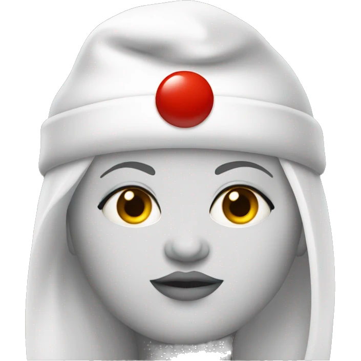 Fat girl with red eyes and white pointy hat emoji