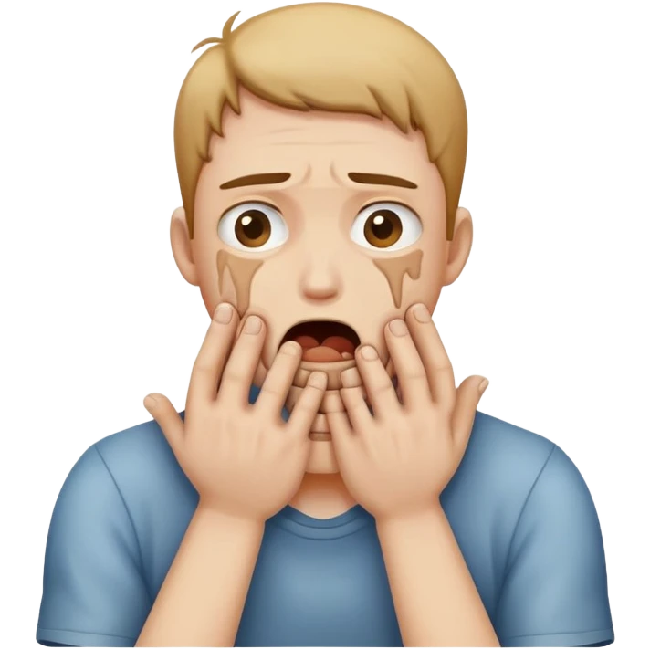 a person chocking themselves with their hands emoji