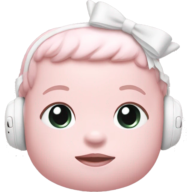 Baby pink AirPod max with a white bow emoji