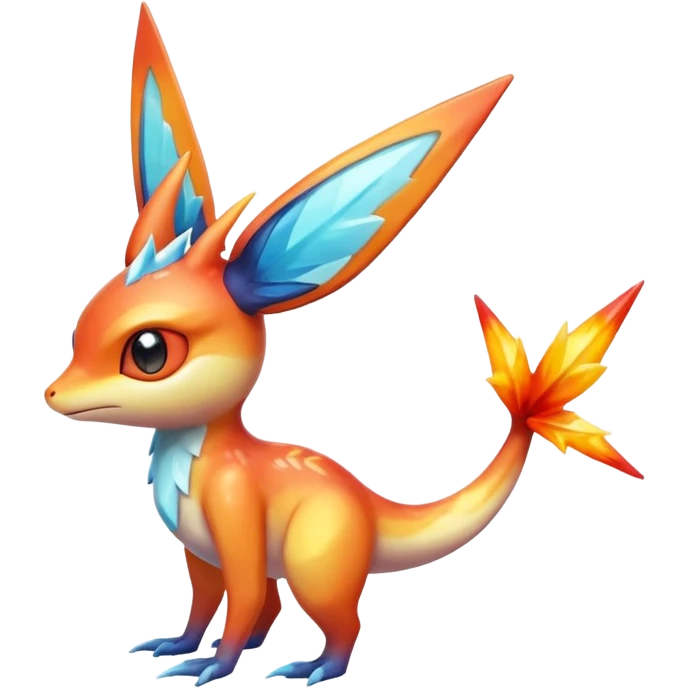 Colorful Shiny Exotic Victini-Salandit-Aurorus-Fakémon-hybrid-creature (full body)  emoji