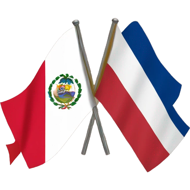 flag of peru and of costa rica, divided by a diagonal line emoji