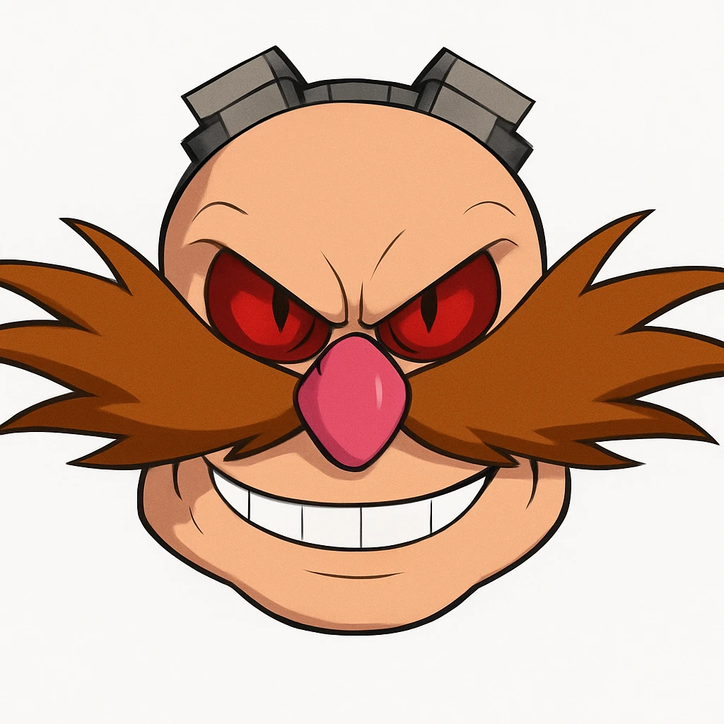 Keep the picture quality and style exactly the same. Make the eyes red and a bit scary, with a more intense, menacing stare and a subtle sinister grin. No other changes. emoji