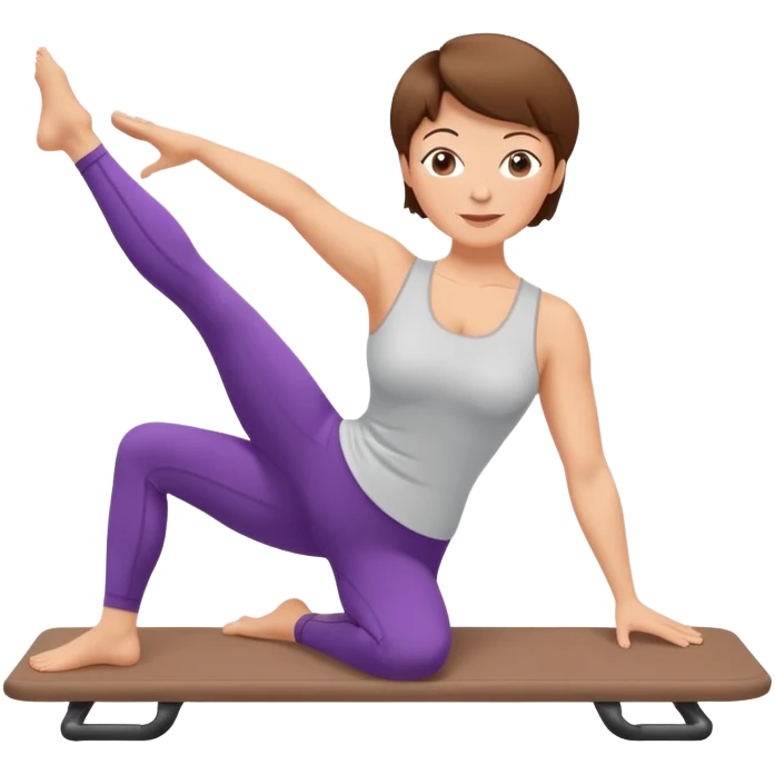 Pretty, sexy, mature, slightly curvy white Woman with short brown hair doing Pilates exercises  emoji