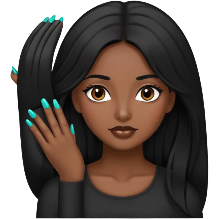 Long black hair Latina girl nails emoji
