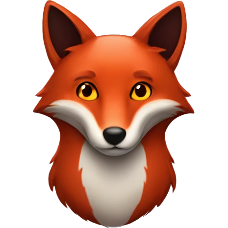 dark red fox face with tiny red heart instead of eyes emoji
