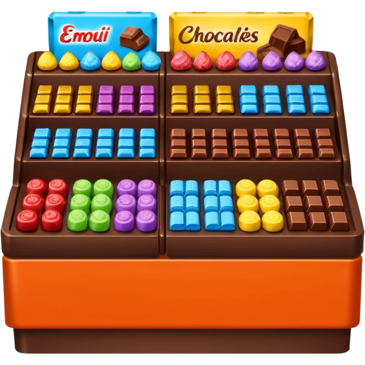 supermarket stand with chocolates and sweets emoji