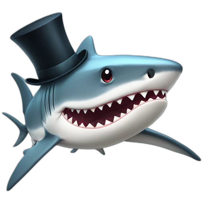 Shark with a top hat emoji