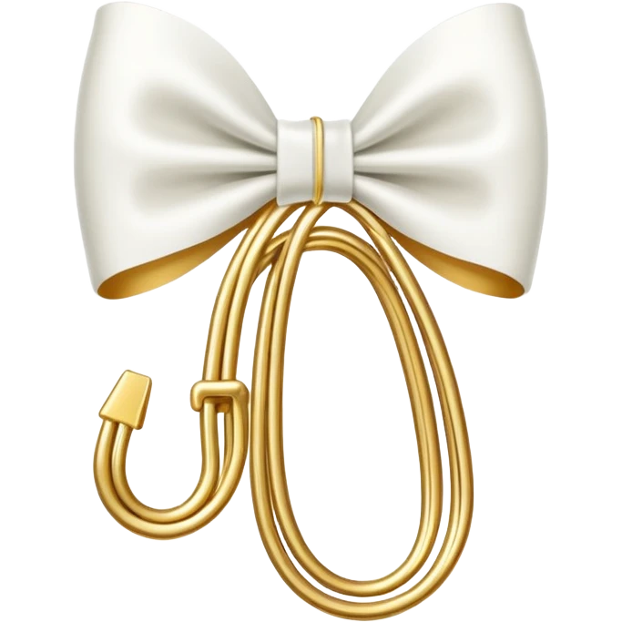 one gold paper clip with a white bow in the middle emoji