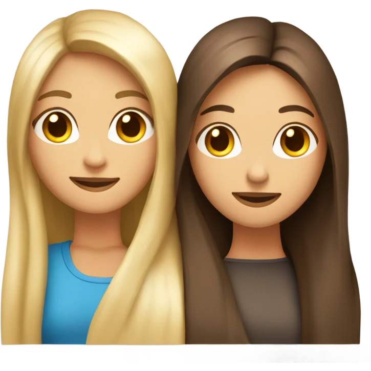 beautiful woman with long straight blonde hair hugging beautiful woman with long straight brown hair emoji