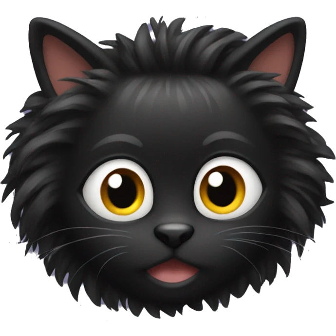 Black cat with wild hair emoji