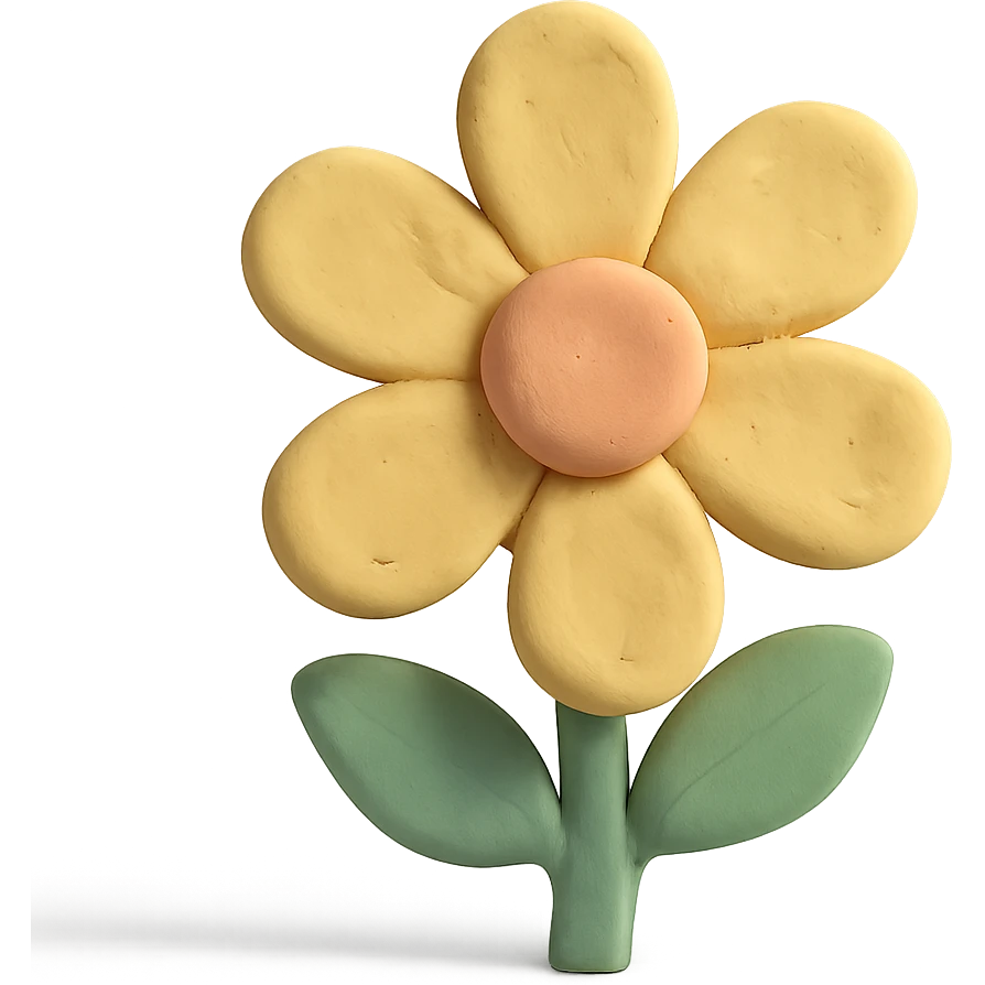 claymation style yellow flower with pastel colors and soft edges emoji