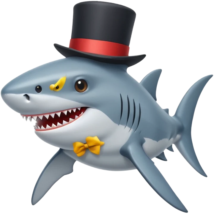 Shark with a top hat emoji
