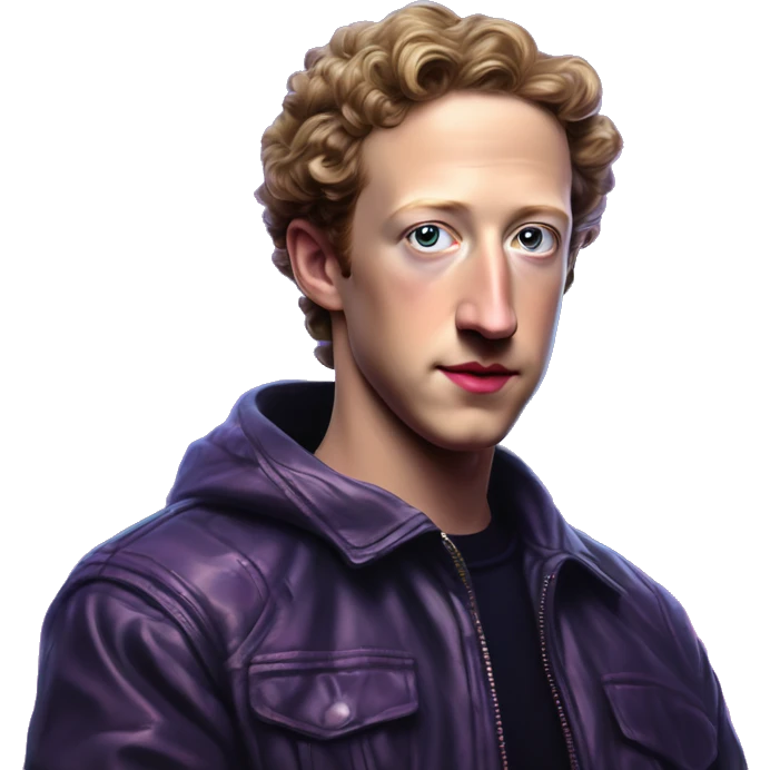 Synthwave Zuckerberg in SNES style, oil paint, epic eyes, intricate lips, exquisite pose, beautiful, desirable, logical emoji