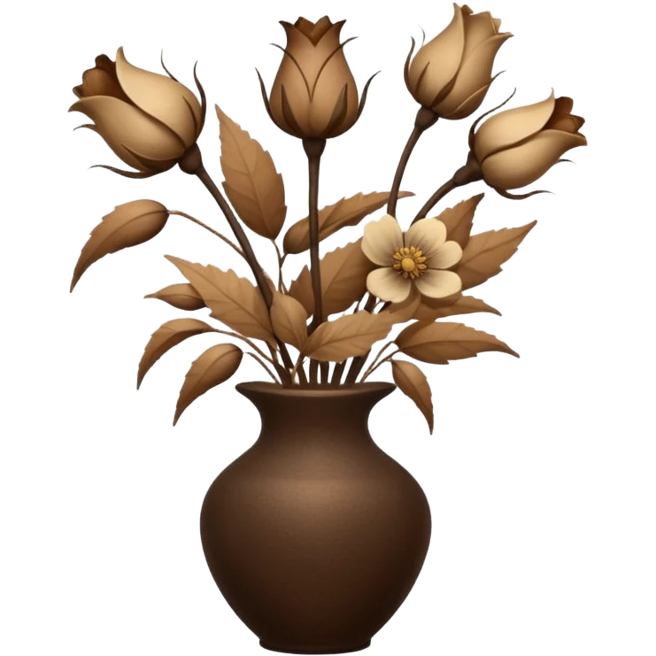 Dried flowers and pods in a brown vase emoji