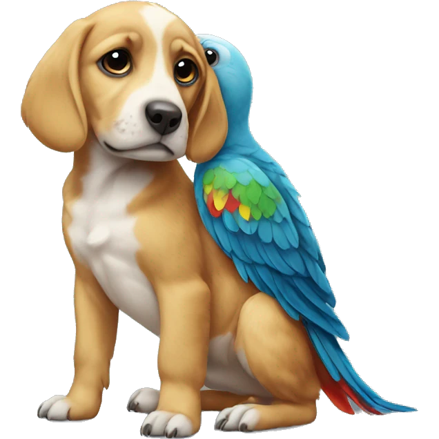 Parrot on a puppy emoji