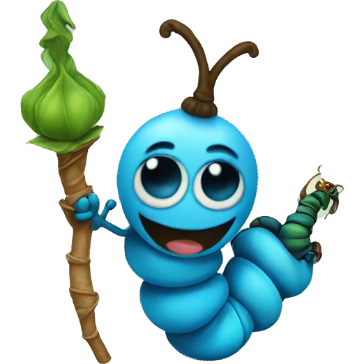 Blue caterpillar with hooka  emoji