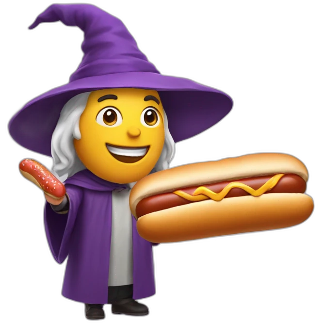 wizard with a hot dog emoji