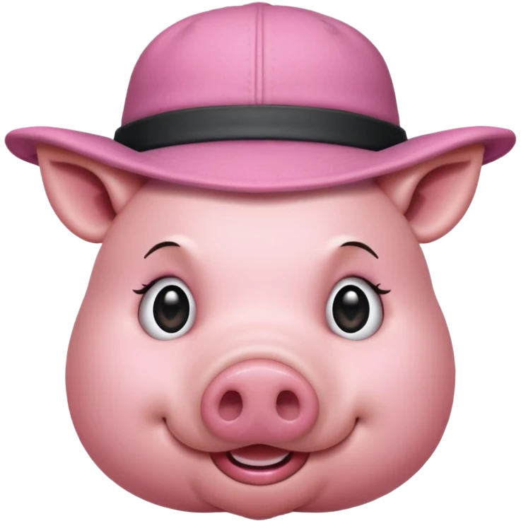 pig wear hat, front vỉew emoji