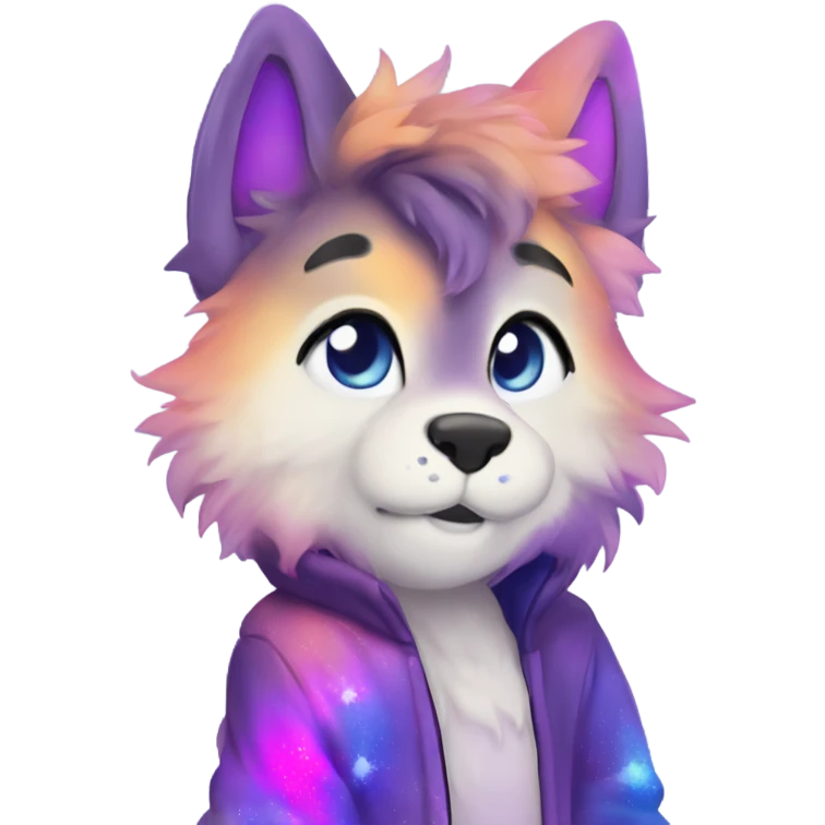 gradient-Sparkle-nebula-fursona anthropomorphic furry full body emoji