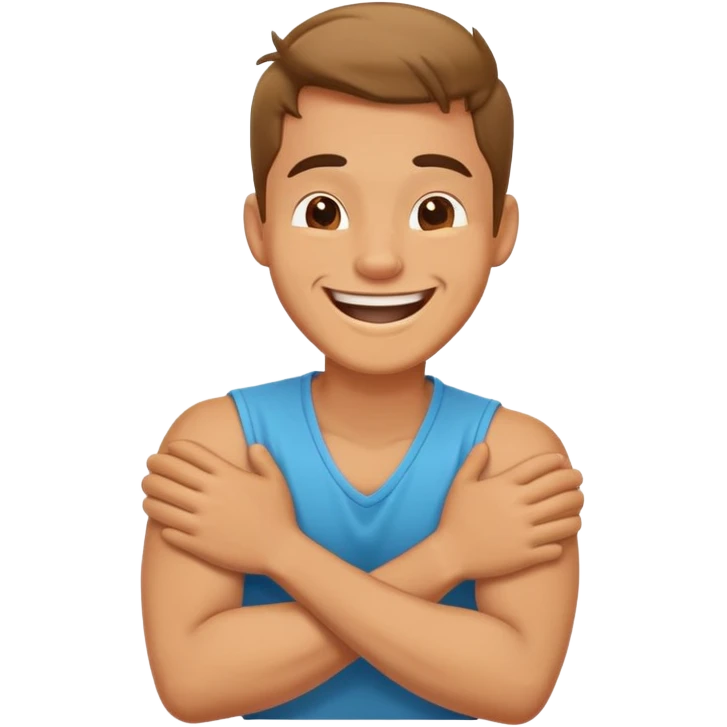 arms crossed holding neck laughing guy emoji