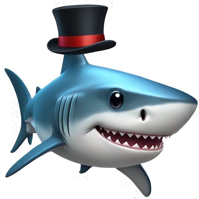 Shark with a top hat emoji
