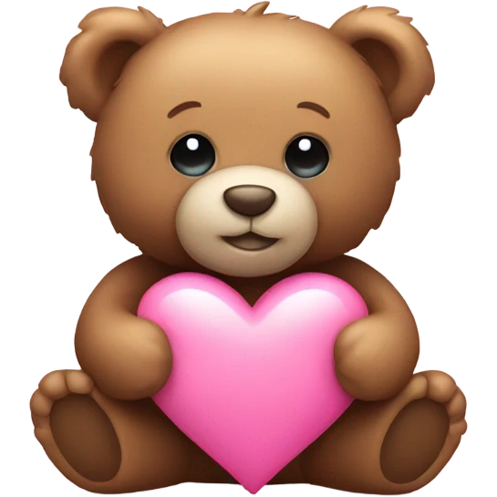 Teddy bear holding pink heart emoji