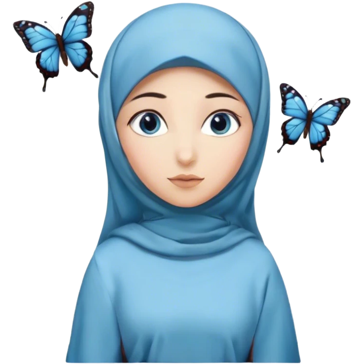 Turkish beautiful finish Konya girl blue eyes with hijab and butterfly dress long tailed  emoji