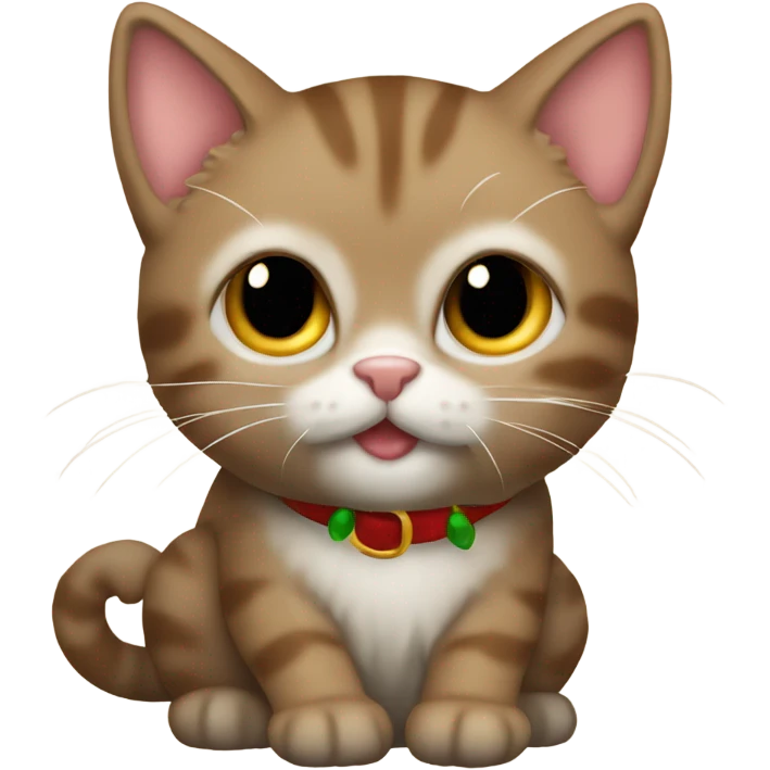 Brown oyster colored kitten that pulls Santas sleigh emoji