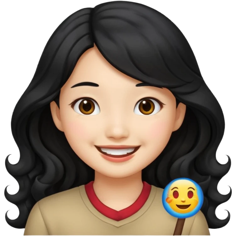 Asian girl with long wavy hair emoji emoji