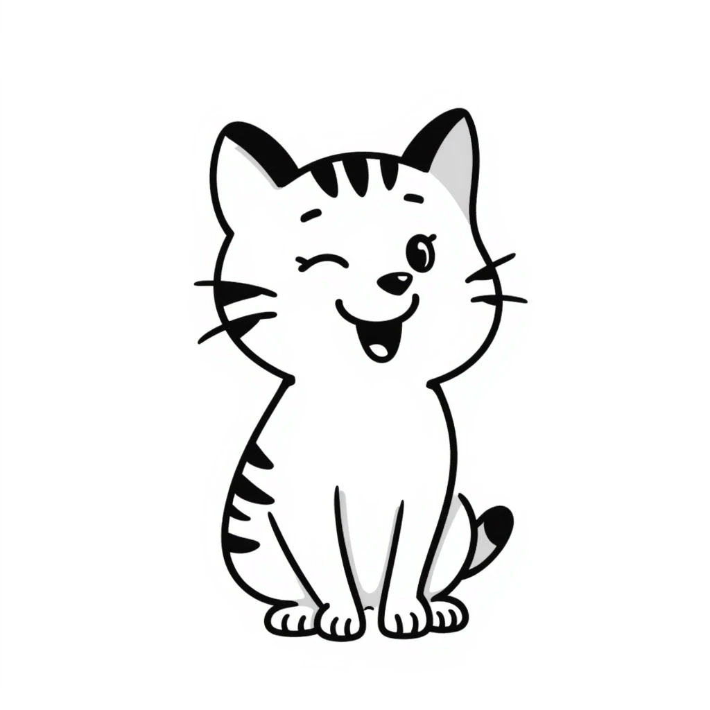 smiling cat doodle, hand drawn style emoji