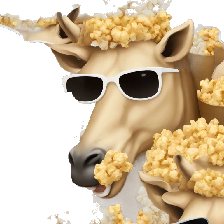 white worker with sunglasses in a camel eating popcorn  emoji