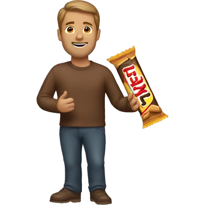 Man holding twix emoji