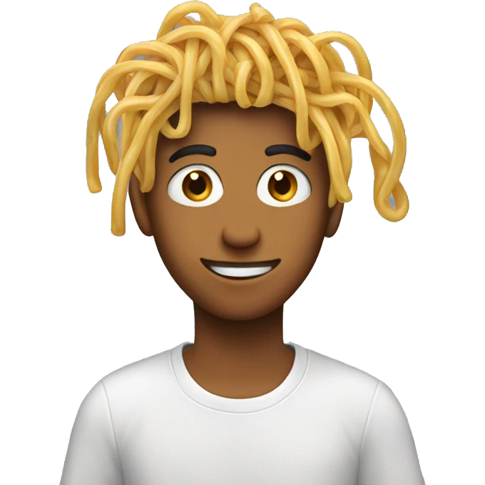 teenager with spaghetti as hair, emoji