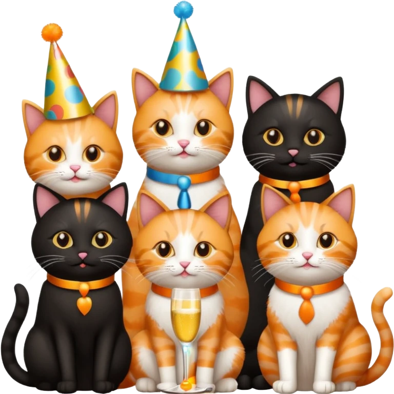 twelve cats at a birthday party emoji