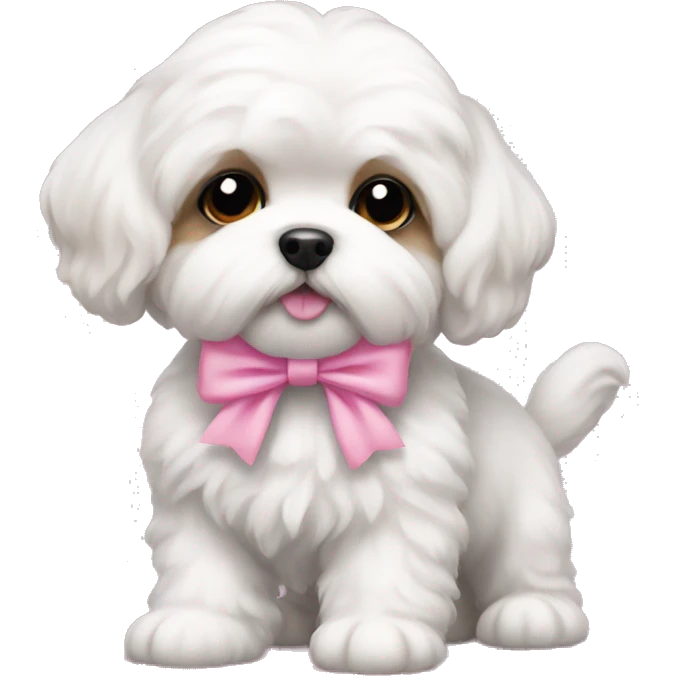 Shichon puppy pink bow emoji
