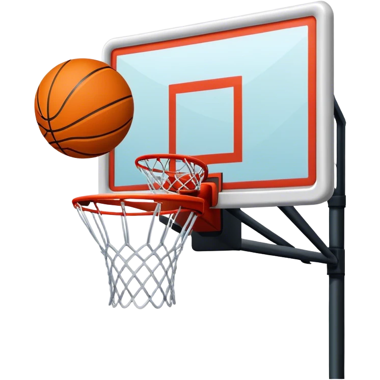 A basketball hoop with a net, set up on a court emoji