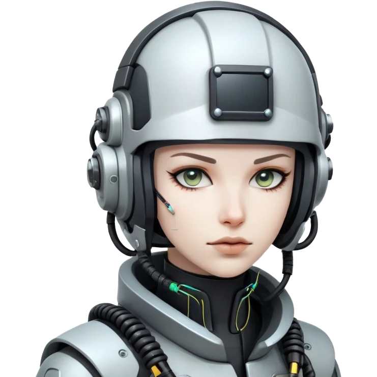 cyberpunk person in helmet with wires emoji