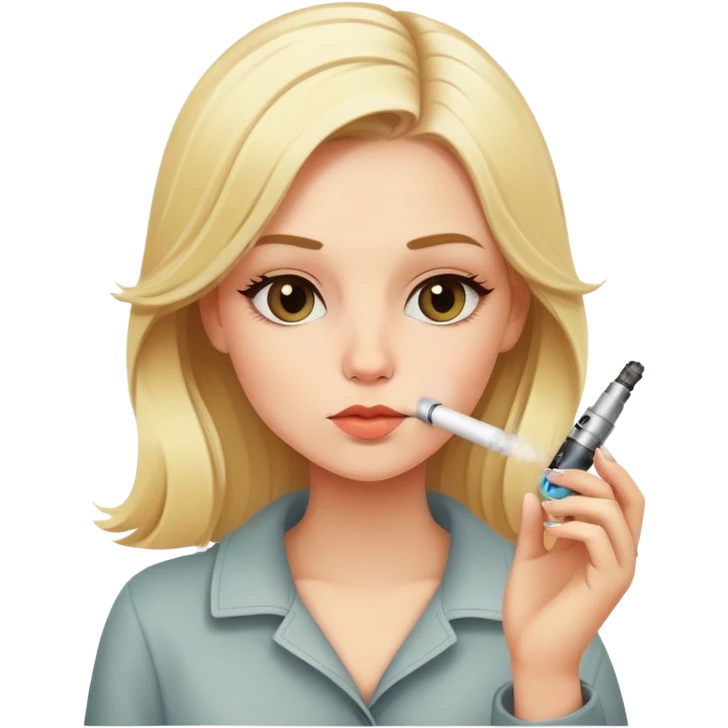 blond girl smoking vape emoji