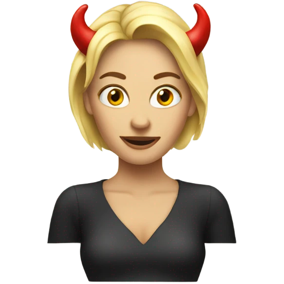Blond woman with devil horns emoji