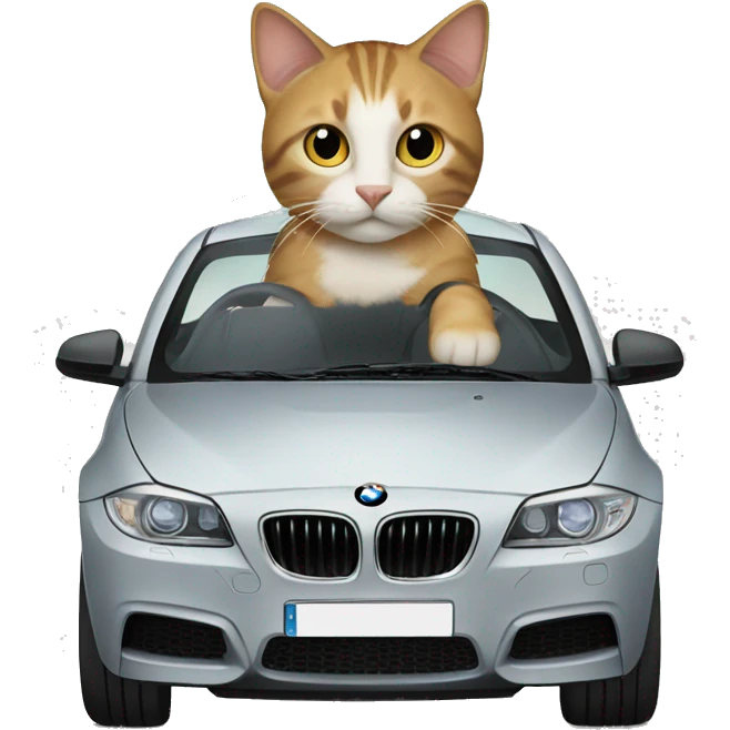 Cat in a BMW-branded vehicle emoji
