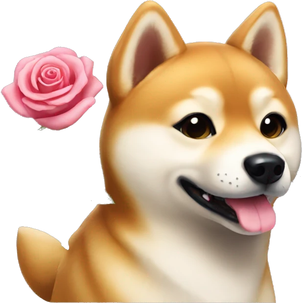 flirty shiba with a rose emoji